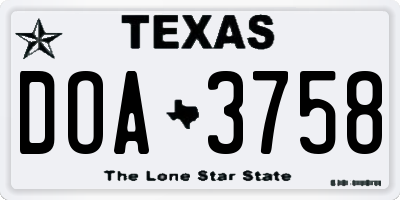 TX license plate DOA3758
