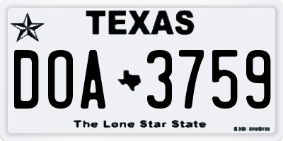 TX license plate DOA3759