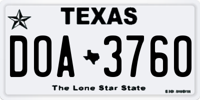 TX license plate DOA3760