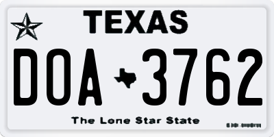 TX license plate DOA3762