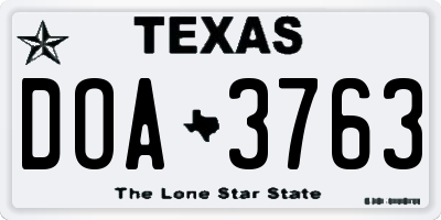 TX license plate DOA3763
