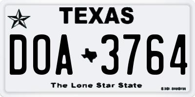 TX license plate DOA3764