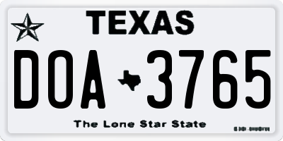 TX license plate DOA3765