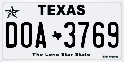 TX license plate DOA3769