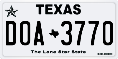 TX license plate DOA3770