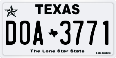 TX license plate DOA3771