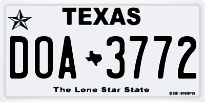 TX license plate DOA3772