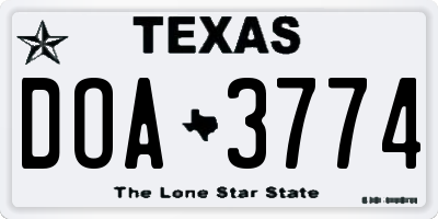 TX license plate DOA3774