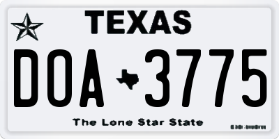 TX license plate DOA3775