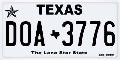 TX license plate DOA3776