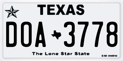 TX license plate DOA3778