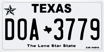 TX license plate DOA3779