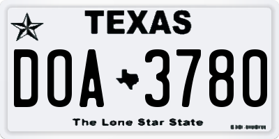 TX license plate DOA3780