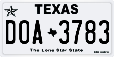 TX license plate DOA3783