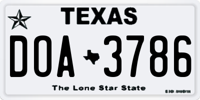 TX license plate DOA3786