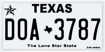 TX license plate DOA3787