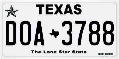 TX license plate DOA3788