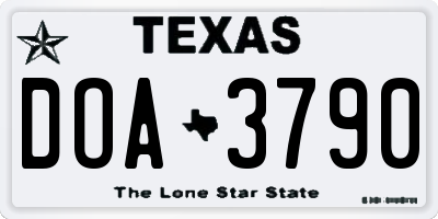 TX license plate DOA3790