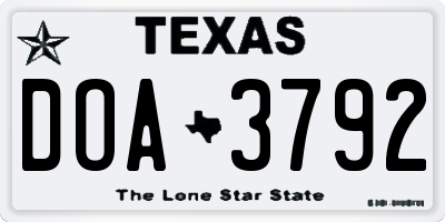TX license plate DOA3792