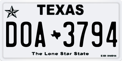 TX license plate DOA3794