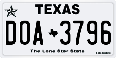 TX license plate DOA3796