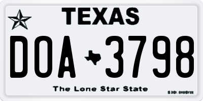 TX license plate DOA3798