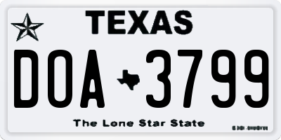 TX license plate DOA3799