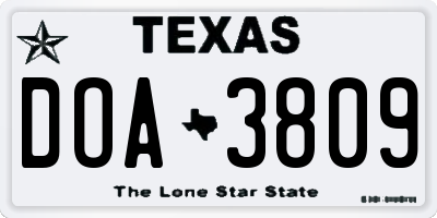 TX license plate DOA3809