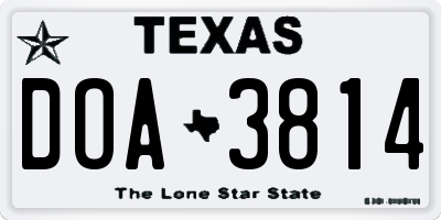 TX license plate DOA3814