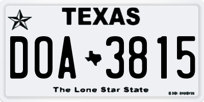 TX license plate DOA3815