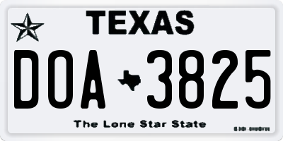 TX license plate DOA3825