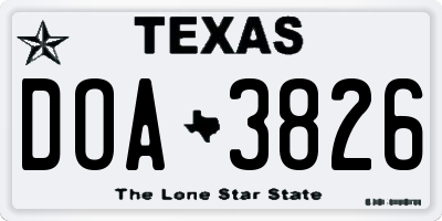 TX license plate DOA3826
