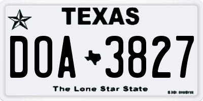 TX license plate DOA3827