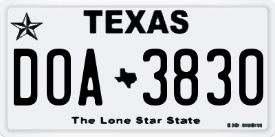 TX license plate DOA3830
