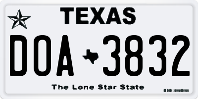 TX license plate DOA3832
