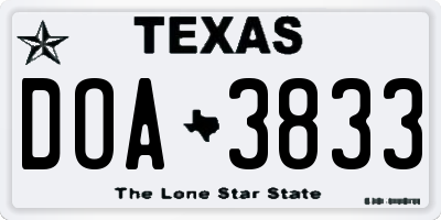 TX license plate DOA3833
