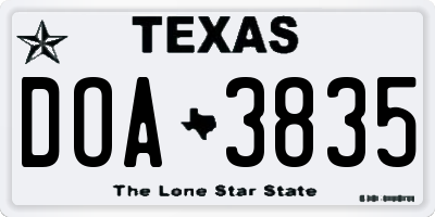 TX license plate DOA3835