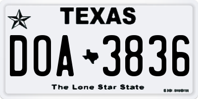 TX license plate DOA3836