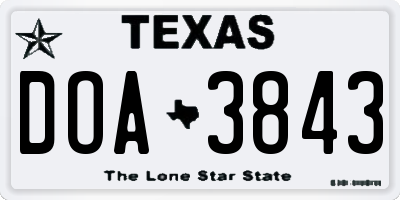 TX license plate DOA3843