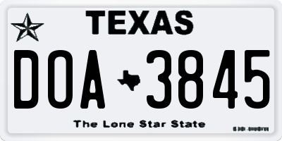 TX license plate DOA3845