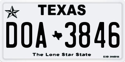 TX license plate DOA3846
