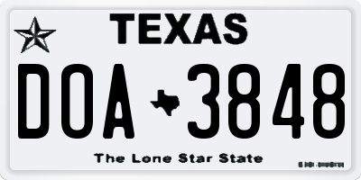 TX license plate DOA3848