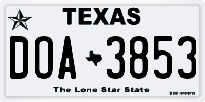 TX license plate DOA3853