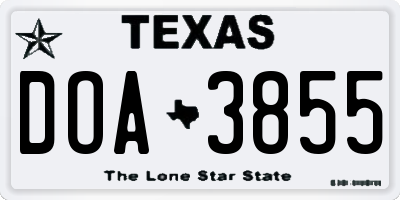 TX license plate DOA3855