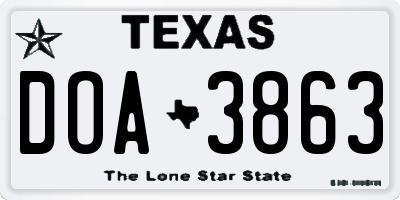 TX license plate DOA3863