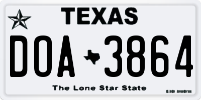 TX license plate DOA3864