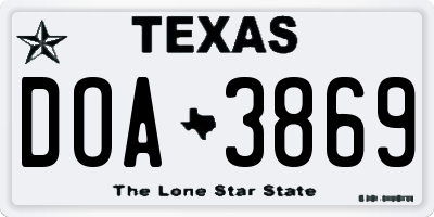 TX license plate DOA3869