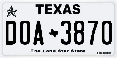 TX license plate DOA3870