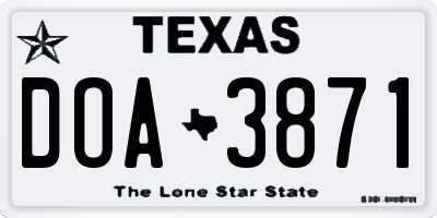 TX license plate DOA3871