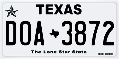 TX license plate DOA3872